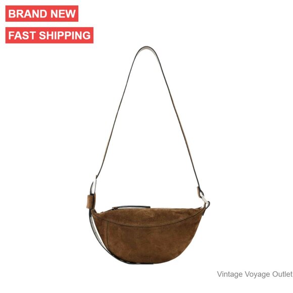 Handbags - Soft Suede Crossbody Hobo Bag with Zipper Closure